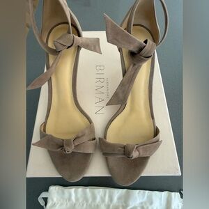 Alexandre Birman Taupe Suede Knot Ankle-Tie Sandals